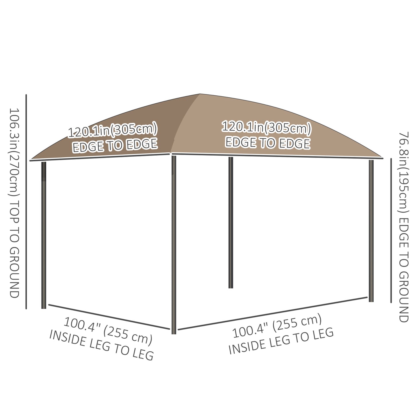 10' x 10' Outdoor Hardtop Gazebo Canopy with UV60+ Polycarbonate Roof, Steel Frame, Central Hook, Curtains, Khaki