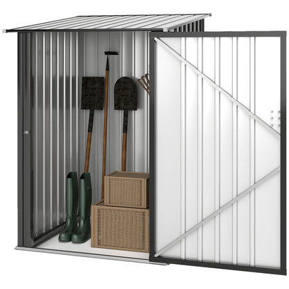 Garden Tool Storage Shed, Small Steel Shed with Lockable Door for Garden & Patio, Galvanized Steel Construction, Dark Gr