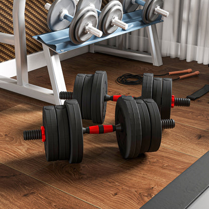 Soozier 44lbs 2-in-1 Adjustable Dumbbells Weight Set, Dumbbell Hand Weights Barbell for Body Fitness, Lifting Training f