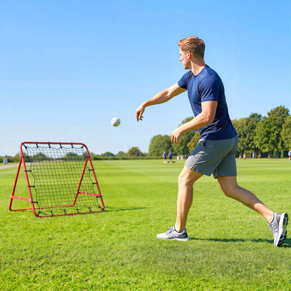 Volleyball Rebounder Net Football Training Aid Kickback Target Play Red