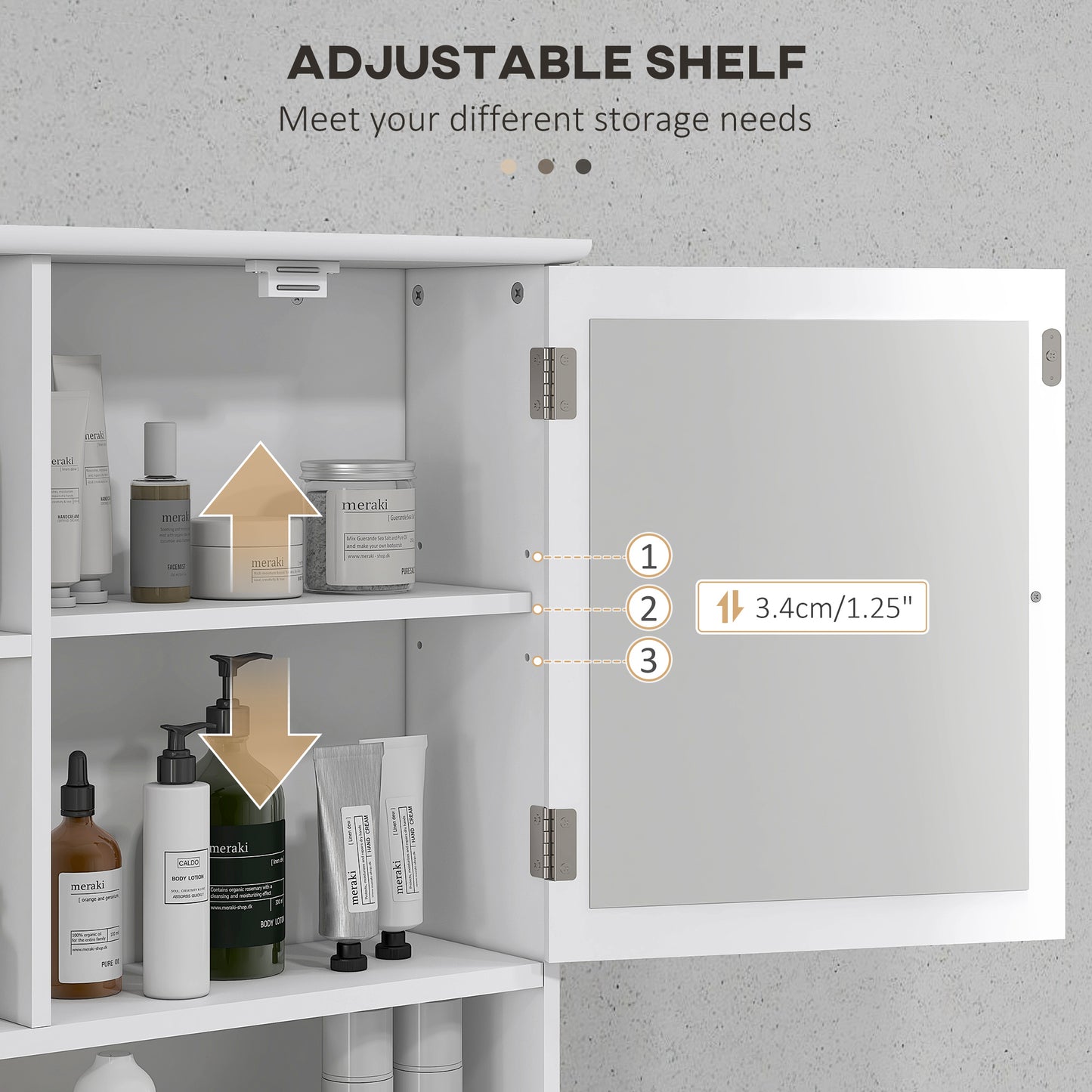 Wall-Mounted Medicine Cabinet, Bathroom Mirror Cabinet with Doors and Storage Shelves, White
