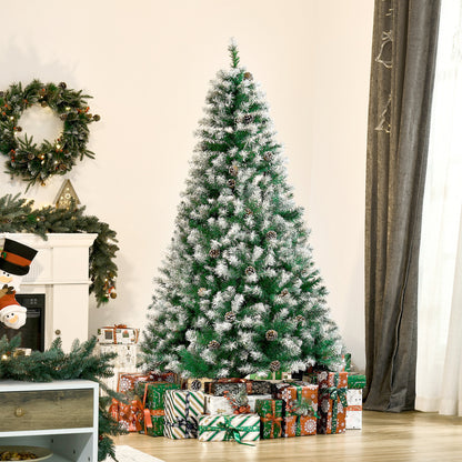 6ft Snow Flocked Artificial Christmas Tree, Unlit Full Fir Tree with Automatic Open, 800 Realistic Branches and 61 Pine 