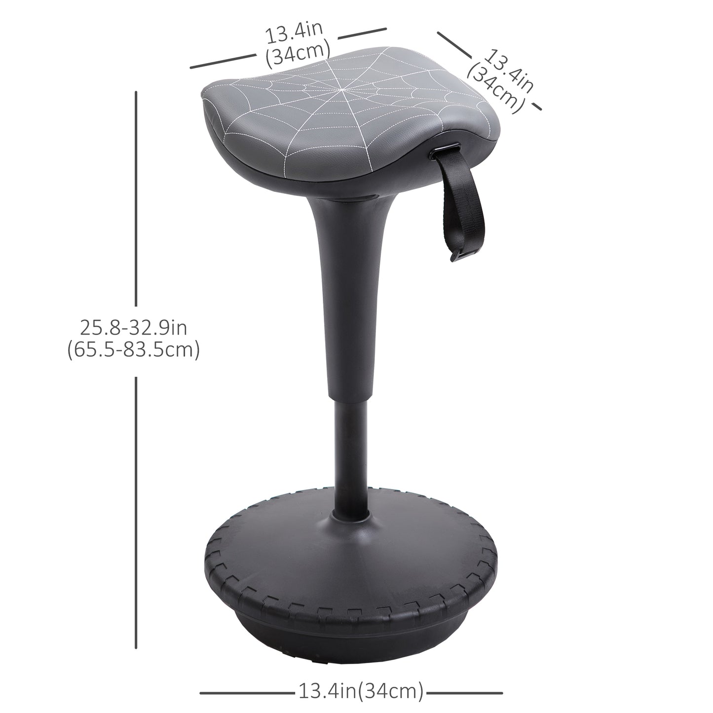 Backless Wobble Stool Chair, Standing Desk Chair, Adjustable Learning Stool for Office Desks, with Rocking Motion, Grey