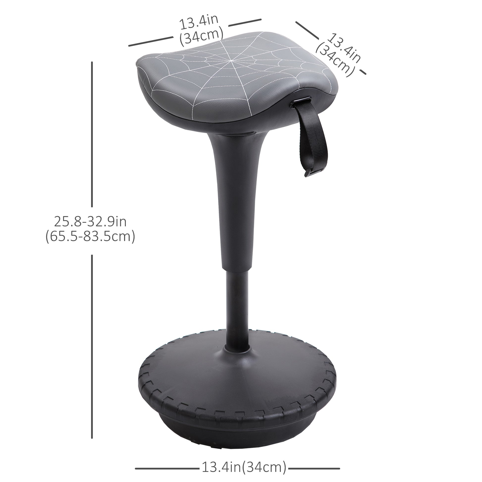 Backless Wobble Stool Chair, Standing Desk Chair, Adjustable Learning Stool for Office Desks, with Rocking Motion, Grey