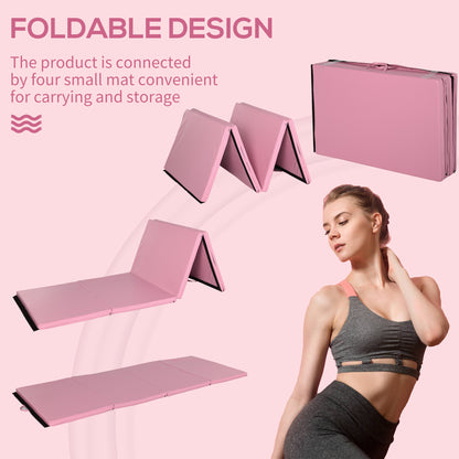 Soozier 4'x8'x2" Folding Gymnastics Tumbling Mat, Exercise Mat with Carrying Handles for Yoga, MMA, Martial Arts, Stretc