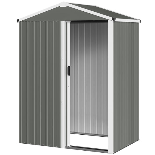 4.5 x 3ft Outdoor Storage Shed, Waterproof Metal Garden Shed with Lockable Door for Backyard, Patio, Lawn, Light Grey