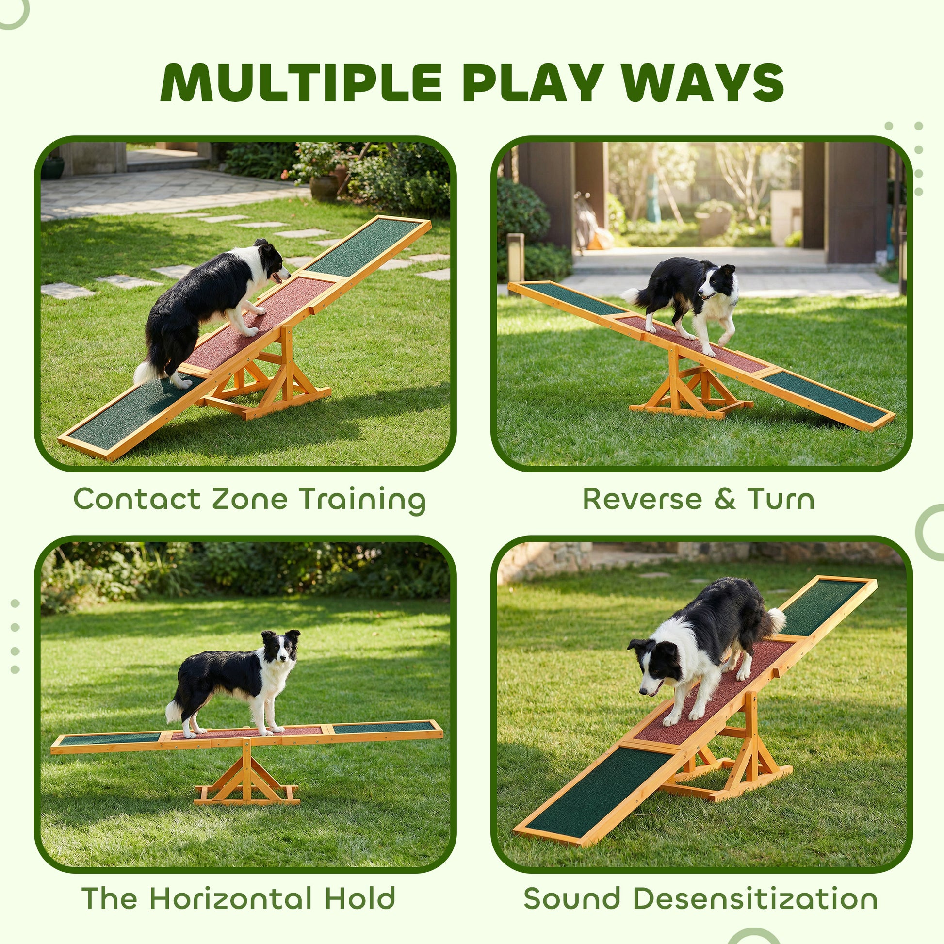 Wood Pet Seesaw Platform Dog Agility Training Equipment Run Game Toy Weather Resistant Pet Supplies Natural
