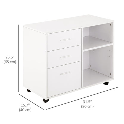 Modern Lateral Filing Cabinet, 3 Drawer File Cabinet for Letter and A4 Size Documents, Mobile, Printer Stand with Open S
