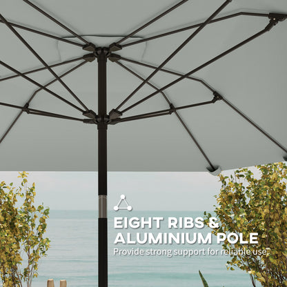 7.6FT Aluminum Patio Umbrella Parasol 8 Ribs Outdoor Market Umbrella with Crank, Push Button Tilt for Deck, Backyard and
