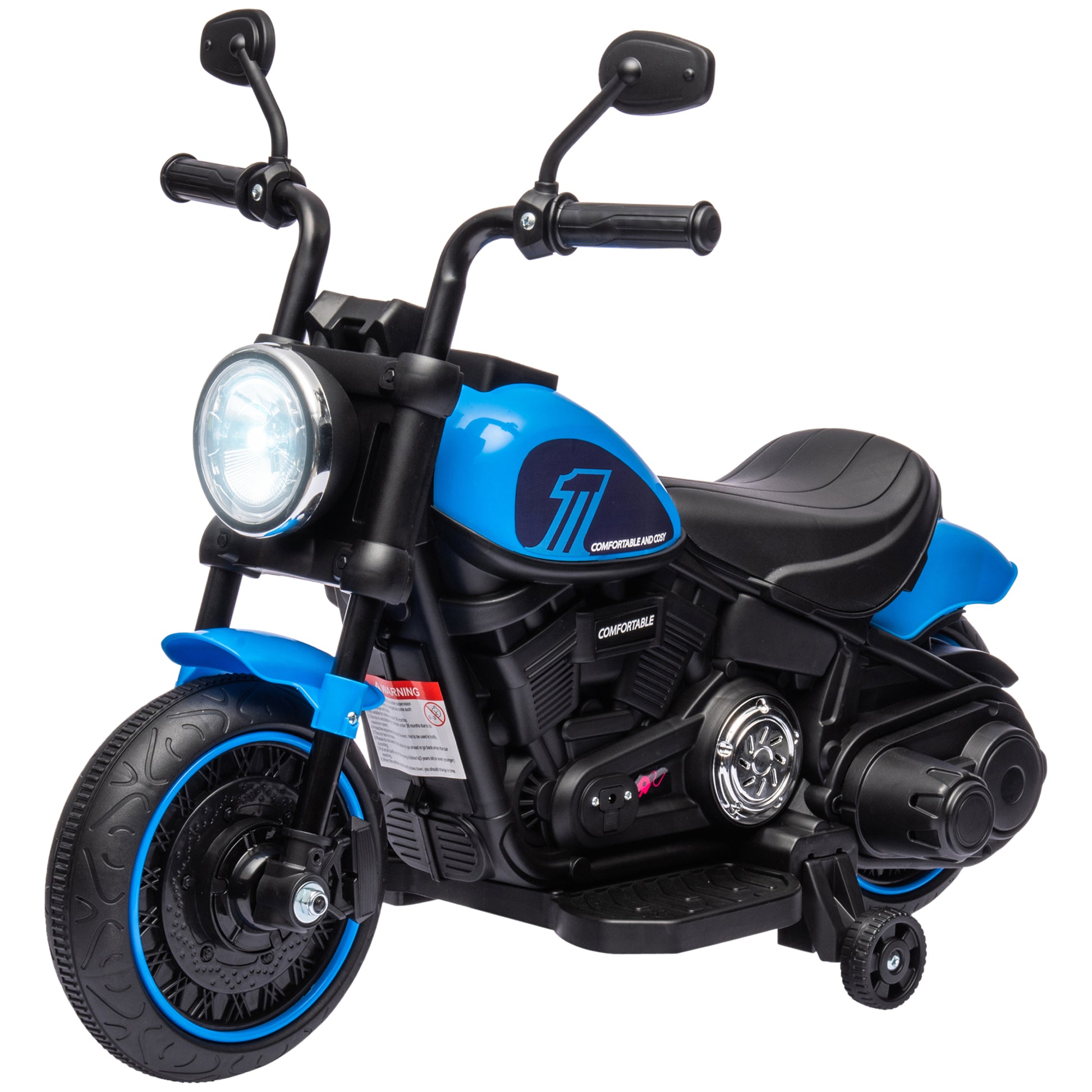 VarietyKart 6V Kids Motorcycle with Training Wheels, Foot Pedal, Headlight, Music, Forward/Reverse, Single-Button Start,