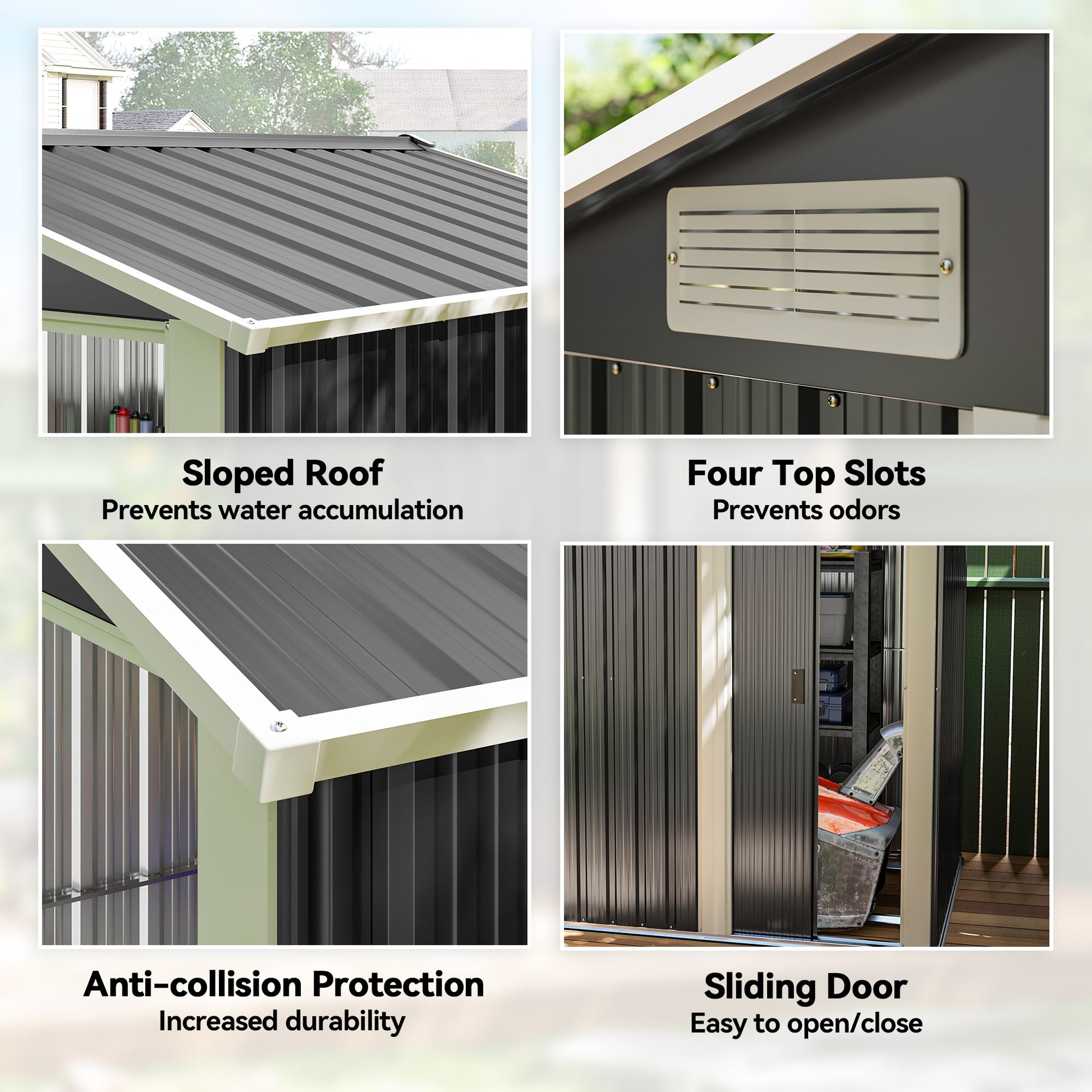 5ft x 4ft Garden Metal Storage Shed, Tool Storage Shed with Top Vents, Sliding Door, Sloped Roof and Foundation Kit for 