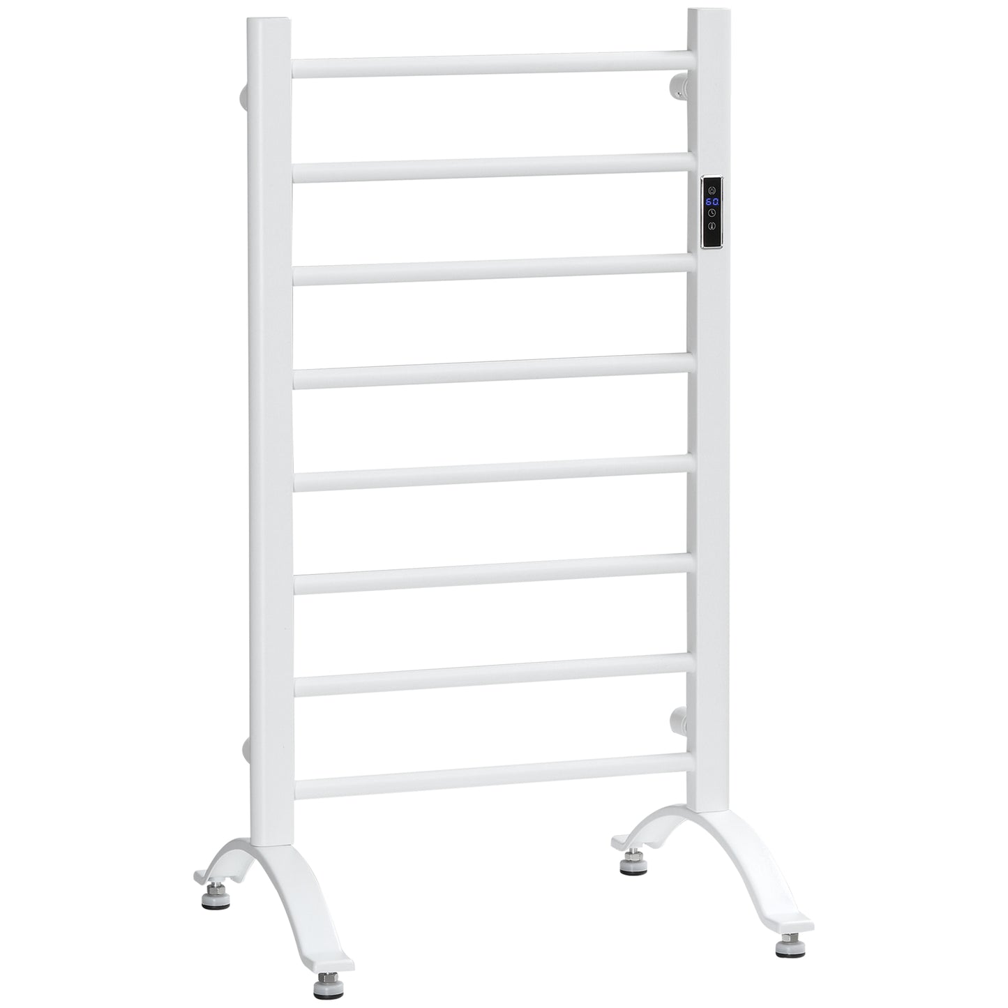 8-Bar Heated Towel Warmer Rack with Built-in Timer and LED Indicators, Wall Mounted & Free Standing Carbon Steel Electri