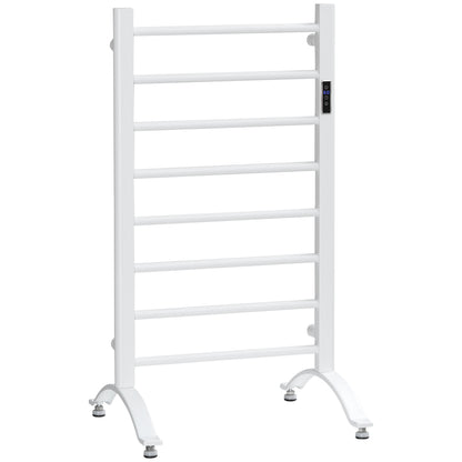 8-Bar Heated Towel Warmer Rack with Built-in Timer and LED Indicators, Wall Mounted & Free Standing Carbon Steel Electri