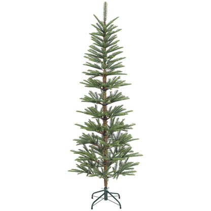 6 ft Artificial Fir Pencil Christmas Tree, Hinged Xmas Tree with 442 Branch Tips and Metal Stand, Easy Assembly, Green