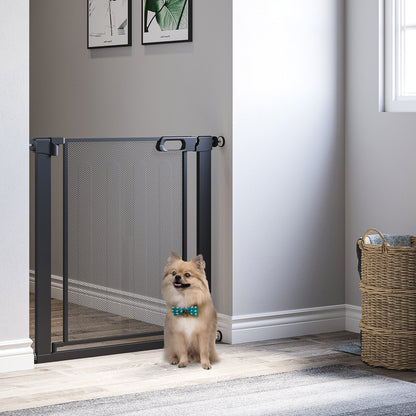 29.5"-32.3" Metal Pet Gate, w/ Auto Closing Door, Double Locking, Dog Gate for Doorways, Stairs, Hallways, Indoor/Outdoo