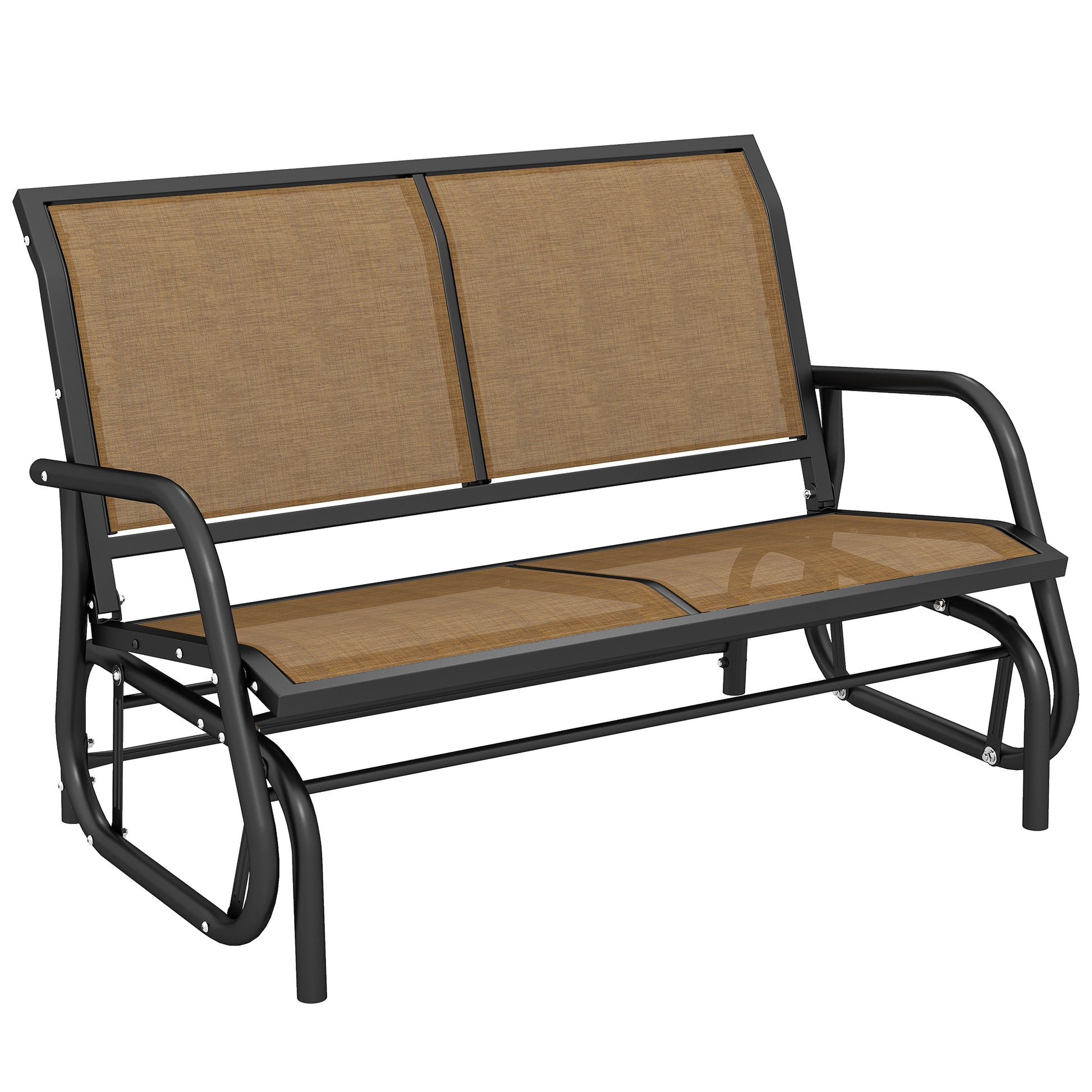 Outdoor Glider Bench, 2 Person Patio Glider Chair, Gliding Outdoor Garden Loveseat Swing Bench with Breathable Mesh Fabr