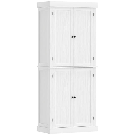 72.5" Freestanding Kitchen Pantry Cabinet with 4 Doors, White