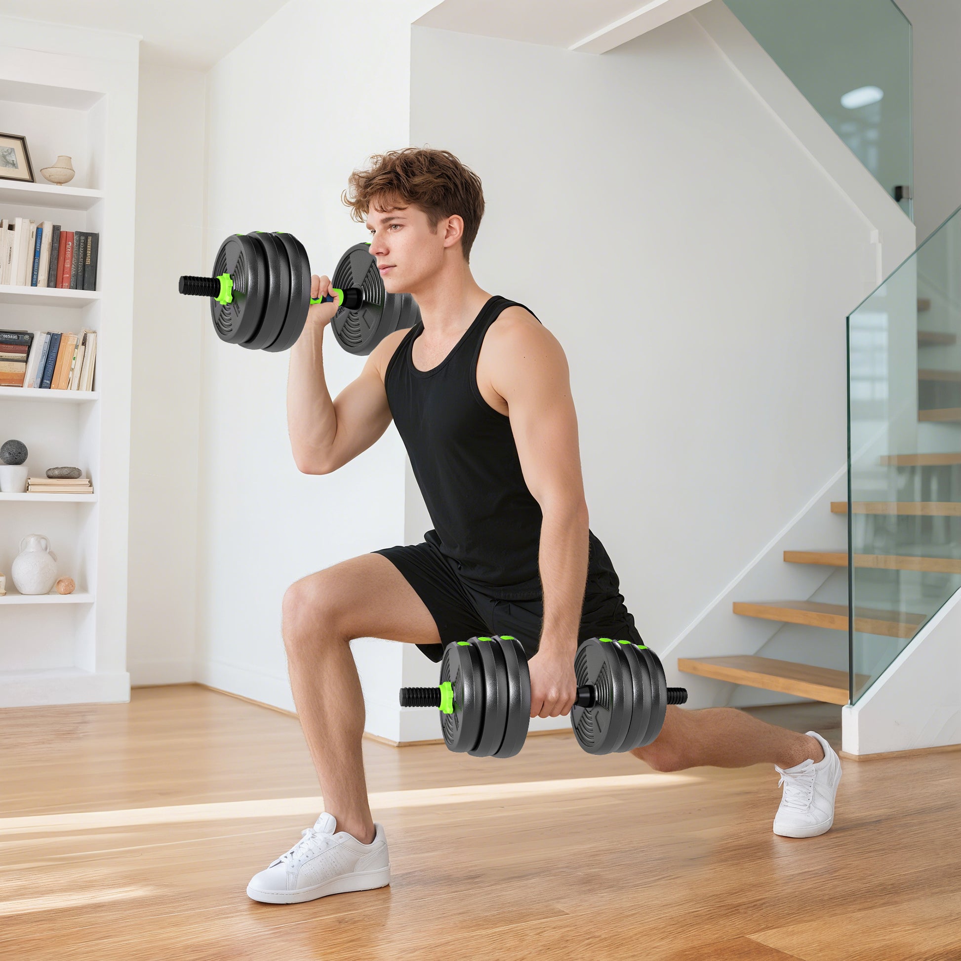 Soozier Adjustable Dumbbell Set, 3 in 1 Weights Dumbbells Set for Home Gym, 44lb Free Weights with Connector and Non-Sli
