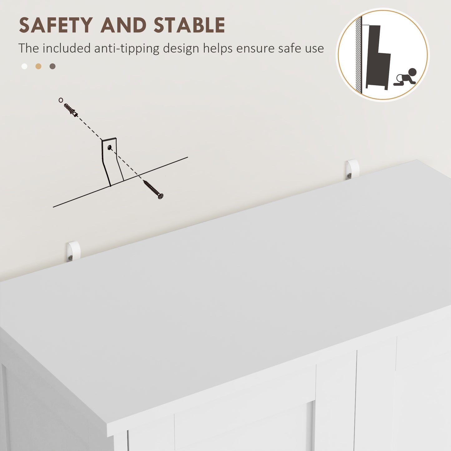 50.5" Kitchen Storage Cabinet, Modern Kitchen Pantry Cabinet with 4 Doors, Drawer, Adjustable Shelf, White