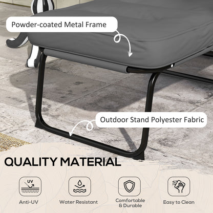 Outdoor Lounge Chair with Padded Cushion, Folding Reclining Patio Garden Chair with Recline Back, Footrest, for Poolside