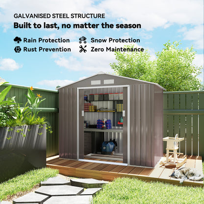 7 x 4 x 6 ft Metal Outdoor Storage Shed, Heavy-Duty Garden Tool House with Foundation Kit and Double Doors, Ideal for Pa