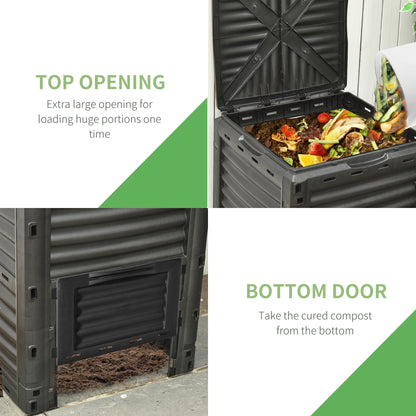 Garden Compost Bin Large Outdoor Compost Container 80 Gallon Fast Creation of Fertile Soil Aerating Compost Box, Easy As