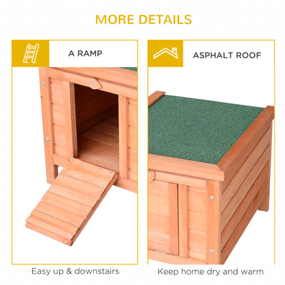 Wooden Rabbit Hutch, Bunny Cage with Waterproof & Openable Asphalt Roof, Outdoor Cat House Guinea Pig Cage Duck Shelter,