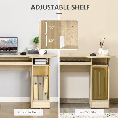 Computer Desk with Storage, Home Office Laptop Table with Shelves and Drawers, Modern Workstation Desk with Keyboard Tra