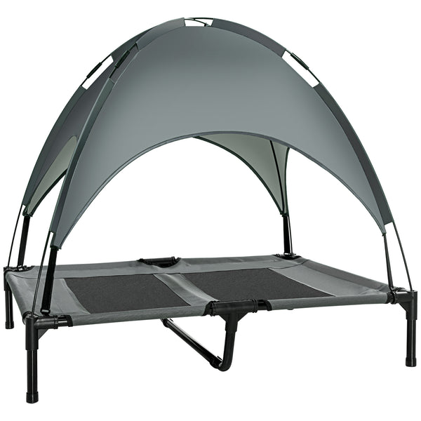 Elevated Dog Bed with Canopy and Carry Bag - Grey
