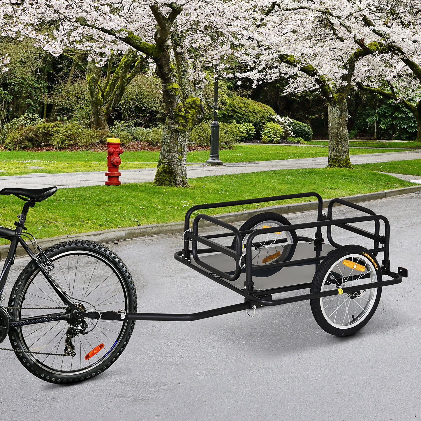 VarietyKart Folding Bicycle Cargo Trailer Utility Bike Cart Travel Luggage Carrier Garden Patio Tool New, Black