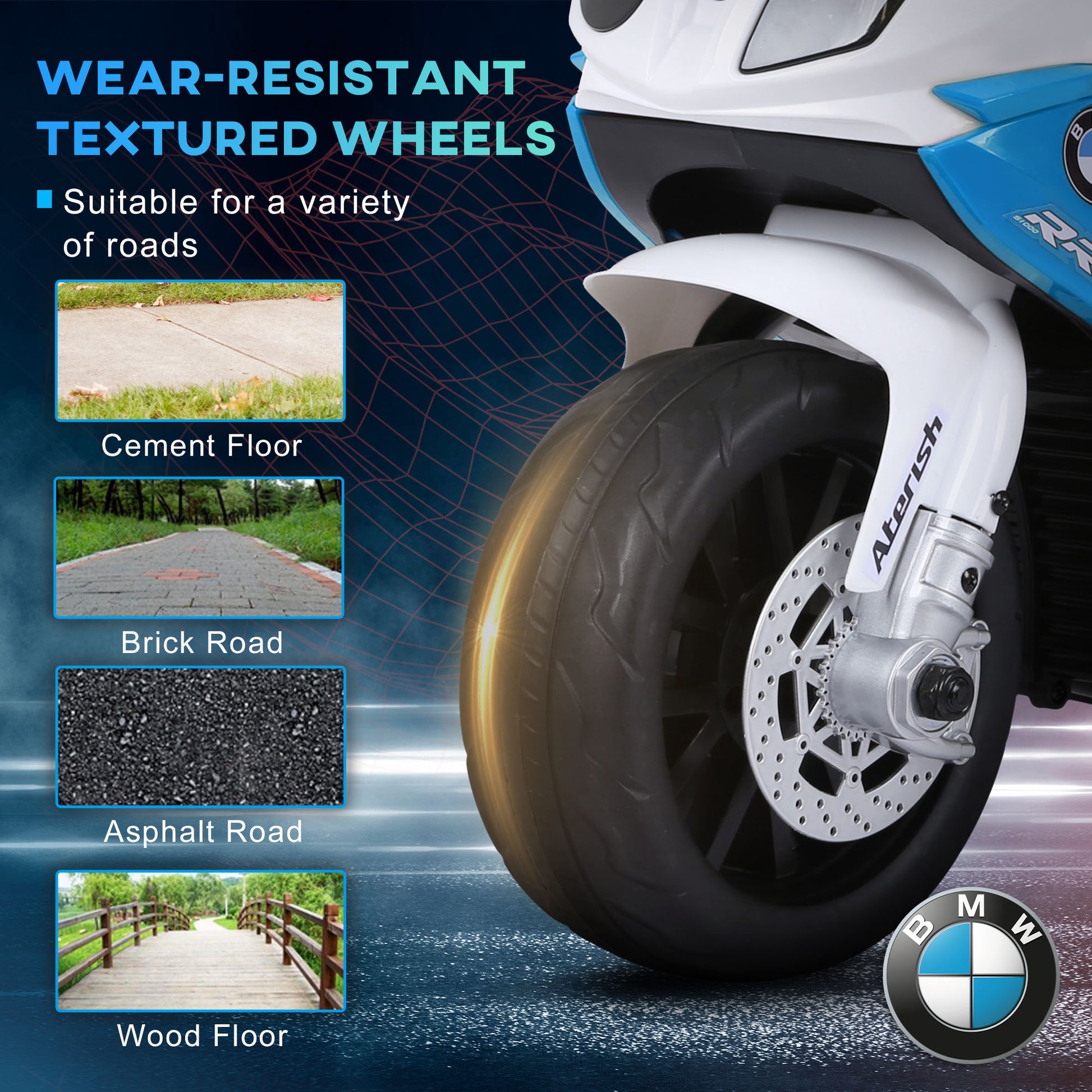 VarietyKart BMW Licensed 6V Kids Motorcycle with Headlight, Music, Gift for Boys & Girls -Blue