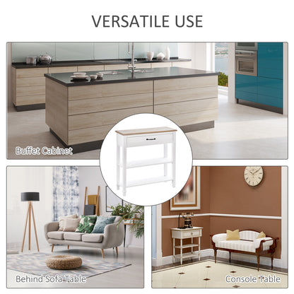 30" Console Table, Modern Narrow Entryway Table with Drawer and 2 Shelves, Sofa Table for Living Room, Hallway, White