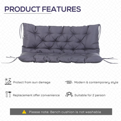 2 Seater Garden Bench Cushion, Soft Thick Outdoor Non-Slip 2 Seater Soft Pad With Backrest for Garden Patio, 52" x 43" x