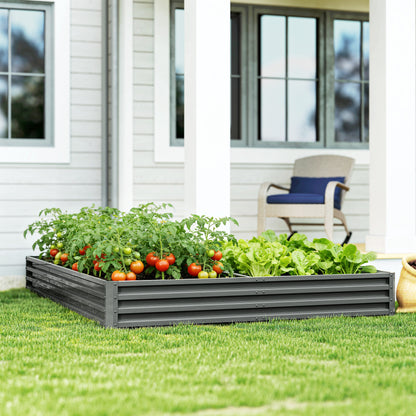 L-Shaped Raised Garden Bed, 82" x 109" x 12" Galvanized Steel Planter Box with Multi-reinforced Rods for Vegetables, Flo