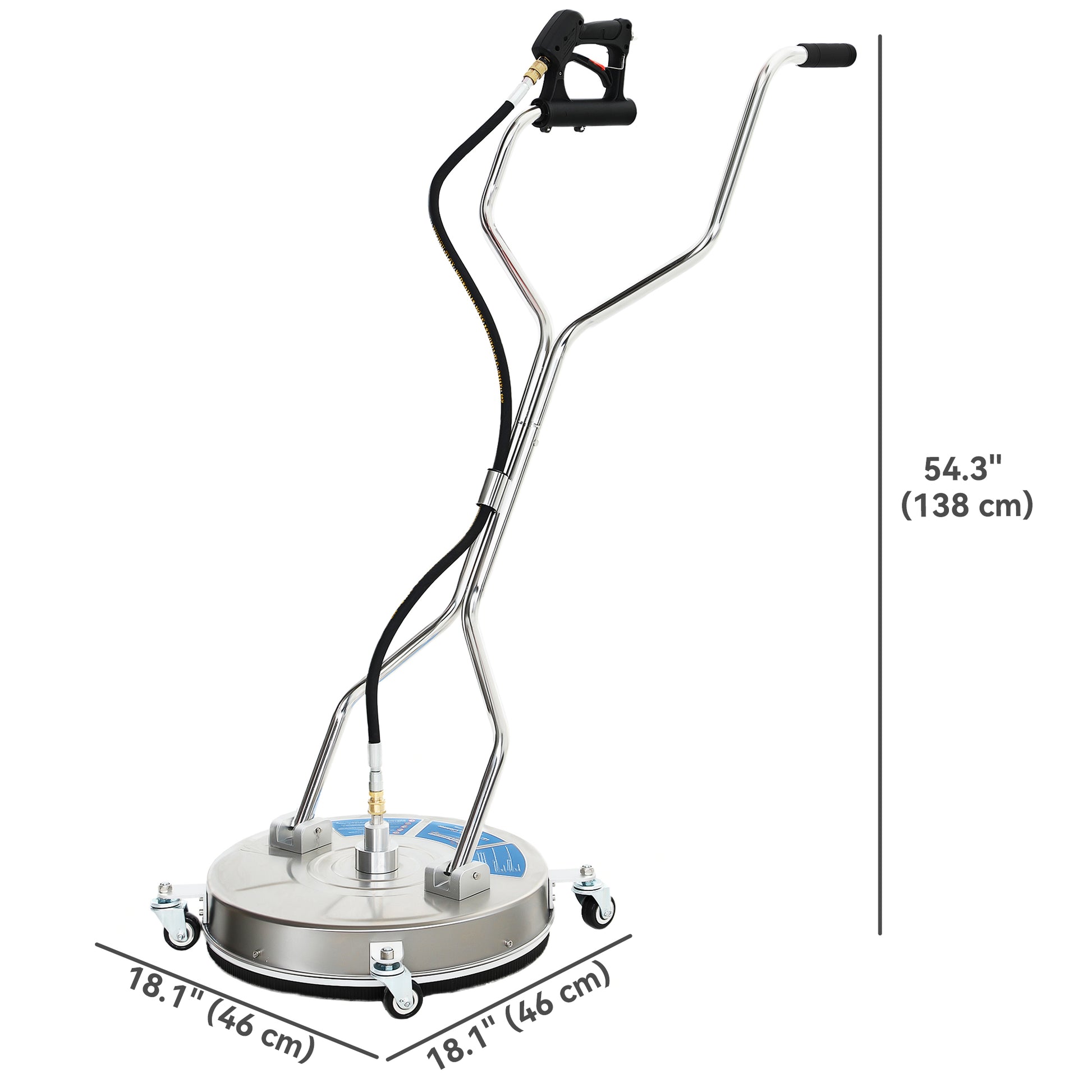 18" Pressure Washer Surface Cleaner with 4 Wheels, Stainless Steel Power Washer Surface Cleaner with 1/4" Quick Connecto