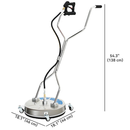 18" Pressure Washer Surface Cleaner with 4 Wheels, Stainless Steel Power Washer Surface Cleaner with 1/4" Quick Connecto