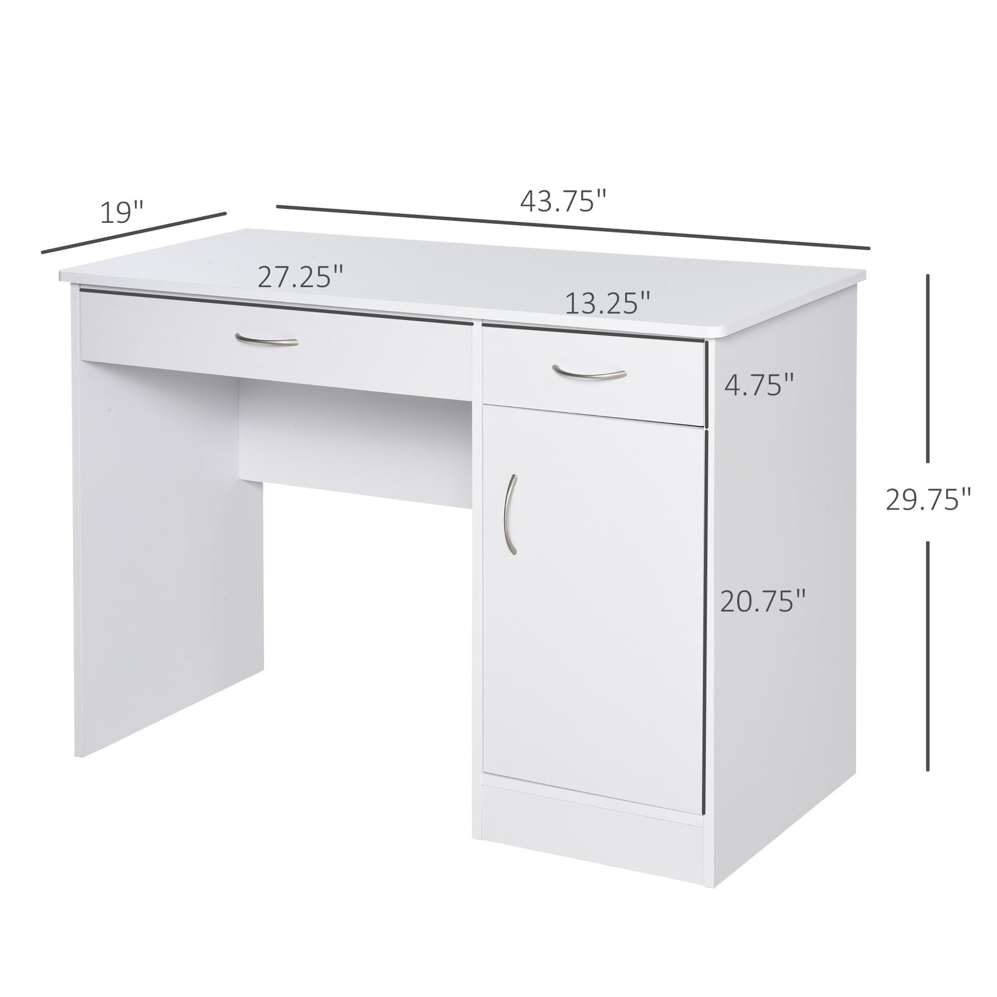 Computer Desk with Storage Drawers, Study Writing Table with Cabinet Adjustable Shelf for Home Office Workstation Bedroo