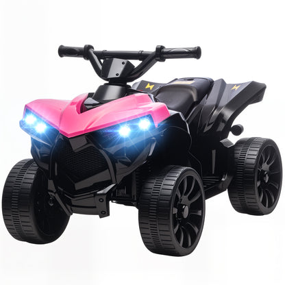 Qaba 6V Kids ATV, 4 Wheeler Electric Ride on Car with Music and LED Headlights, for Ages 37-72 Months Boys and Girls, Pi