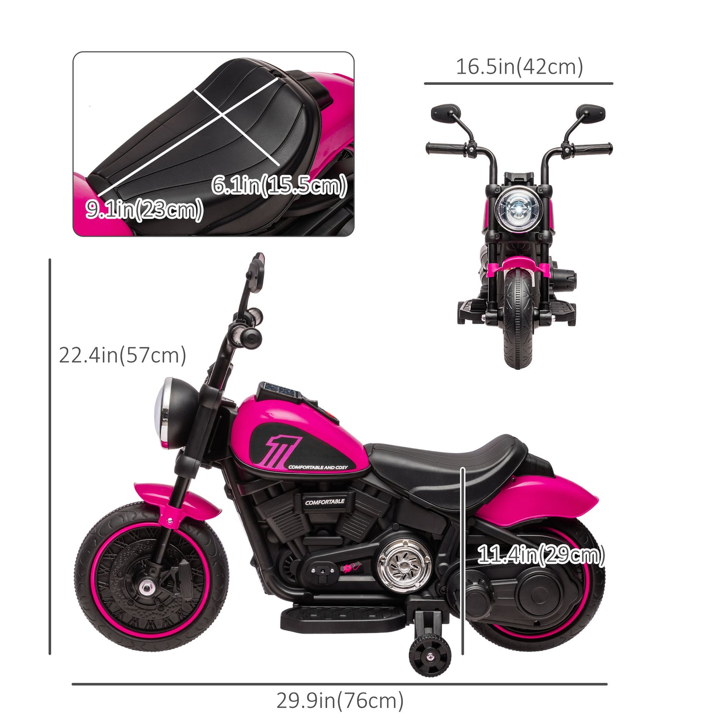 VarietyKart 6V Kids Motorcycle with Training Wheels, Foot Pedal, Headlight, Music, Forward/Reverse, Single-Button Start,