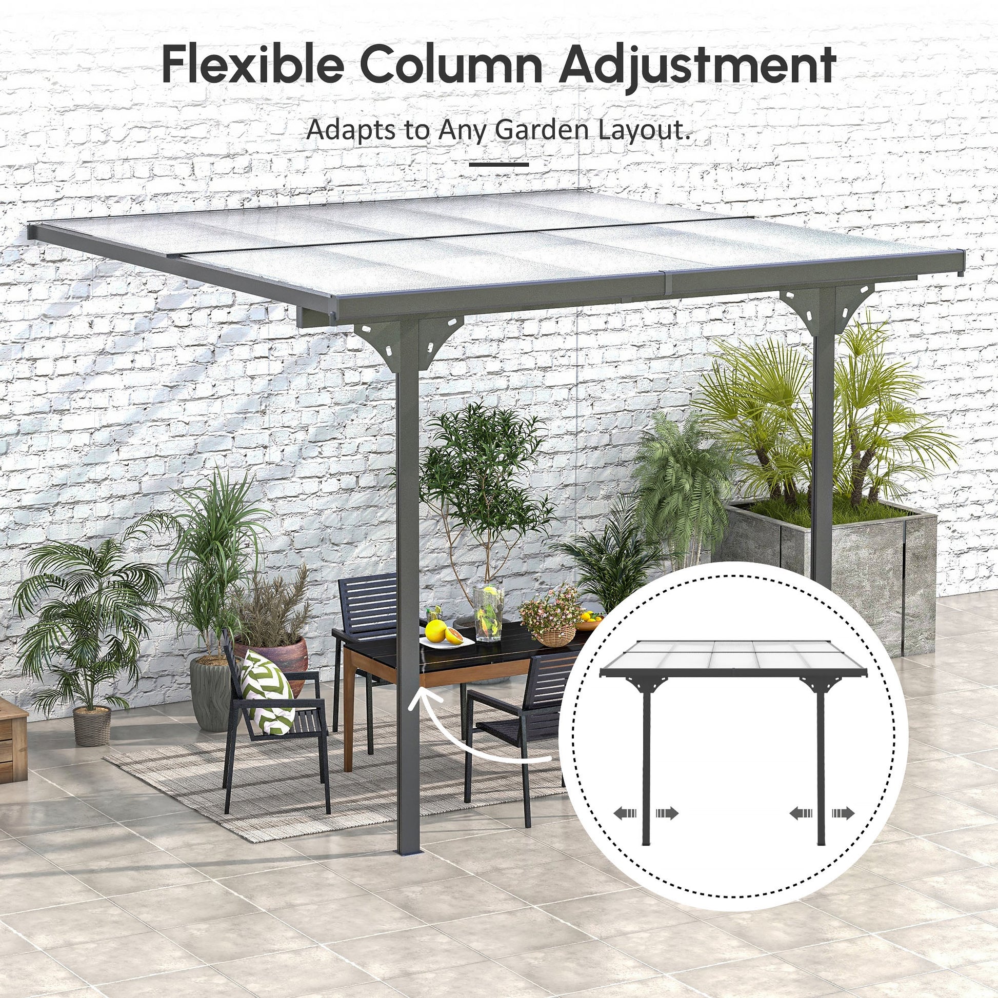10' x 10' Outdoor Hardtop Pergola Gazebo with Adjustable Height, Aluminum Pergola with Polycarbonate Roof, UV Protection
