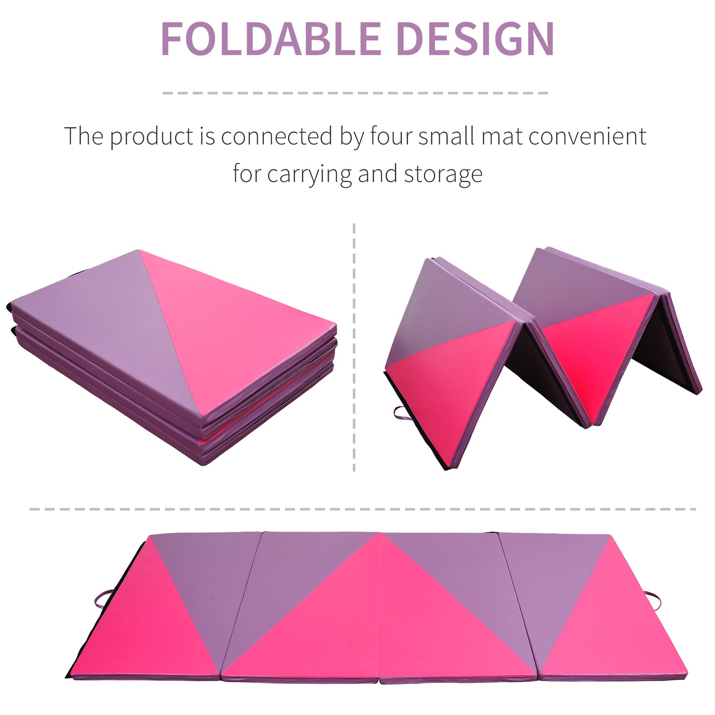 Soozier 4'x10'x2" Folding Gymnastics Tumbling Mat, Exercise Mat  with Carrying Handles for Yoga, MMA, Martial Arts, Stre