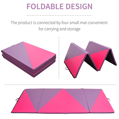 Soozier 4'x10'x2" Folding Gymnastics Tumbling Mat, Exercise Mat  with Carrying Handles for Yoga, MMA, Martial Arts, Stre