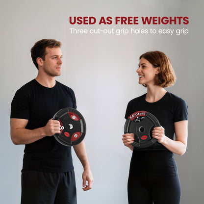 Soozier Weight Plates Set, 2-Inch Barbell Weights Set w/Tri-Grips for Home Gym Weightlifting and Strength Training, 2 x 