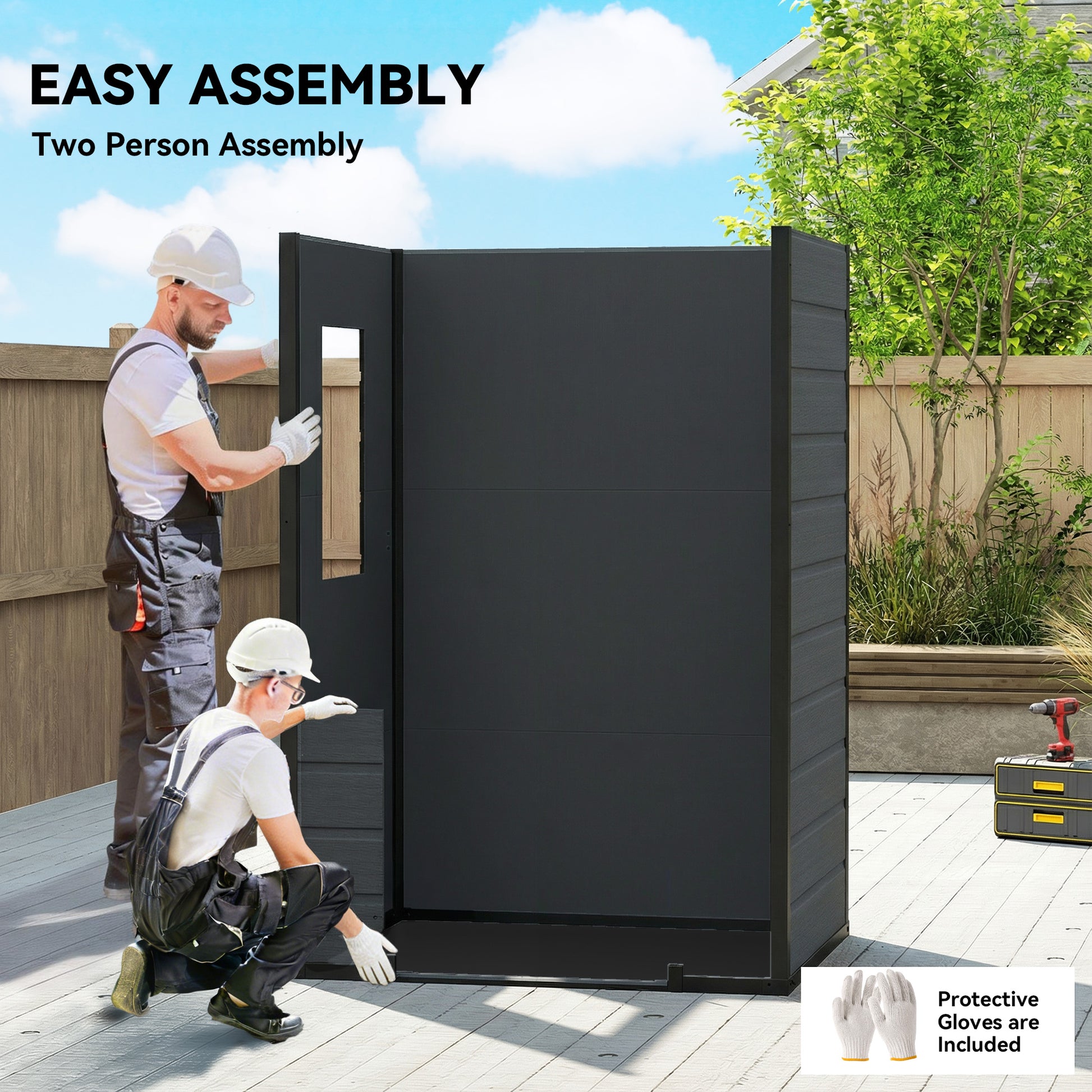 4' x 3' Plastic Garden Shed with Floor, Outdoor Small Shed with Lockable Door, Window and Vent, Dark Grey