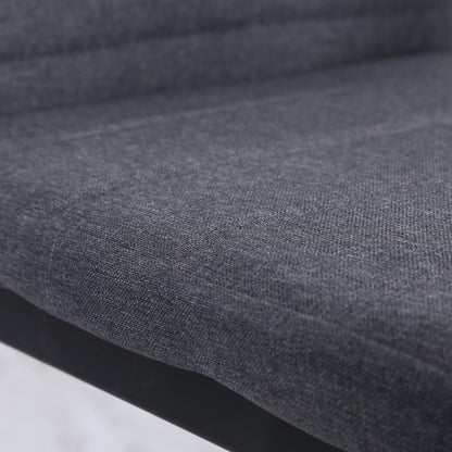 Modern Dining Chairs Set of 4, Upholstered Linen Fabric Kitchen Chairs with Channel Tufting and Metal Legs for Living Ro