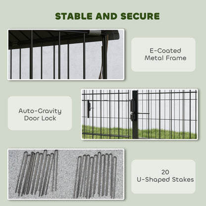 Metal Chicken Coop with UV-Resistant Cover for Hens, Rabbits, Ducks, Geese, 168.5" x 42.1" x 43.7", Grey