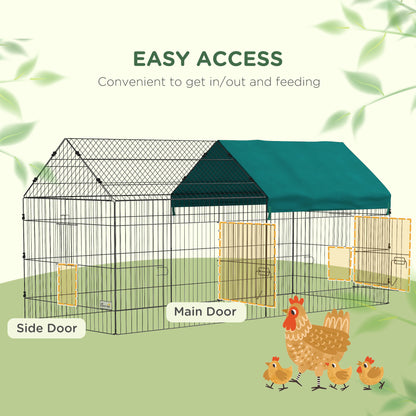 87" Small Animal Cage with Roof, Indoor/Outdoor Use,  for Chicken, Rabbits, Chinchillas, Green