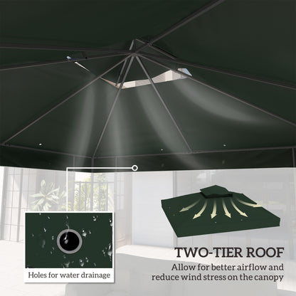 10' x 10' Gazebo Canopy Replacement Cover, 2-Tier Garden Gazebo Roof Replacement, UPF30+, TOP COVER ONLY, Green