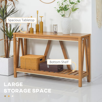 52" Console Table, Farmhouse Narrow Entryway Table with Storage Shelf, Rustic Sofa Table with Anti-tipper for Living Roo
