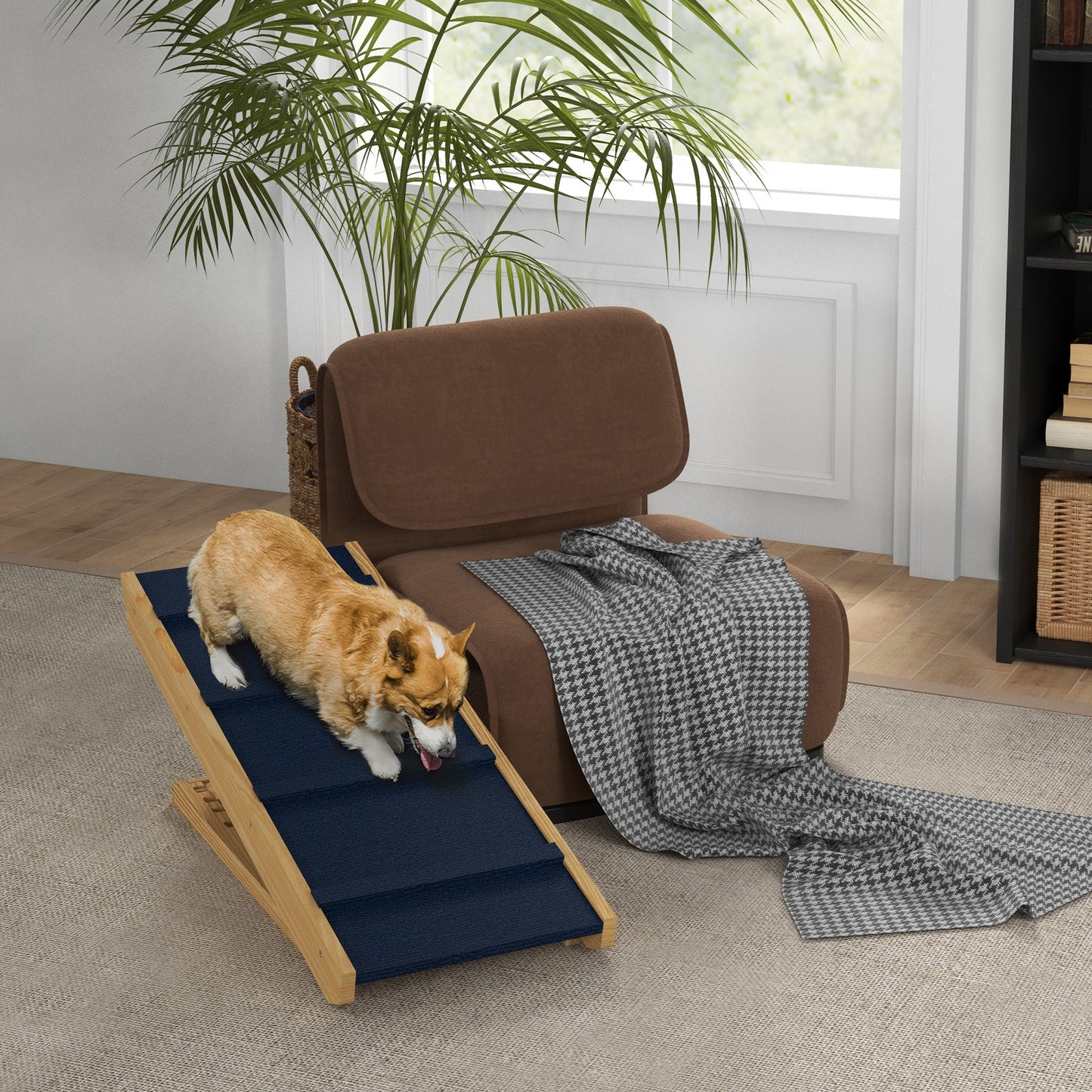 Adjustable Dog Ramp for Bed, Sofa, with Non-Slip Surface, Folding Dog Stair for Small, Medium, Large Dogs